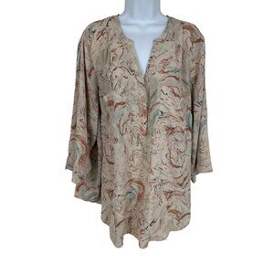Torrid Womens Harper Marbled Print 3/4 Sleeve Lightweight Blouse Size 3X
